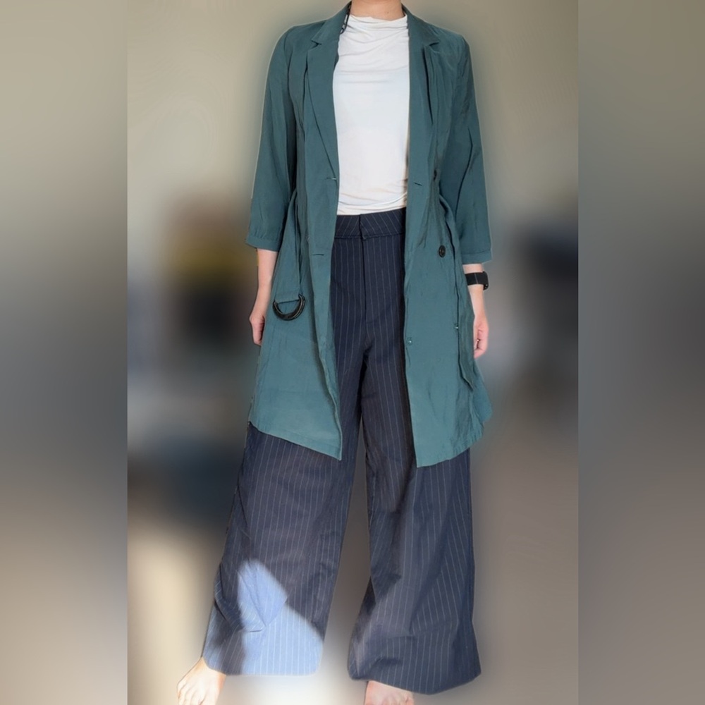 Elegant Teal Botton Spring light jacket